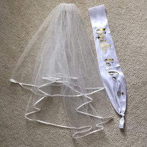 Bridal bachelorette sash and veil